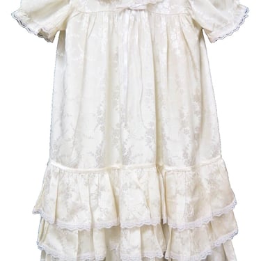 Antique Lace Ivory Colored Christening Gown Dress 