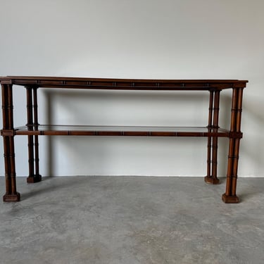 Palm Beach Hollywood Regency -Style Faux Bamboo Two - Tier Console Table 