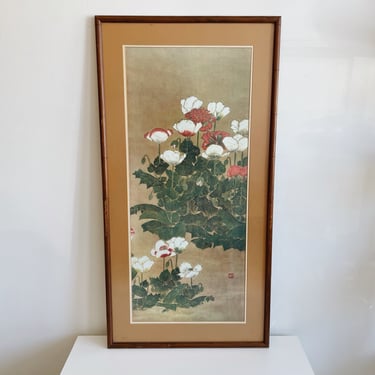 Framed Japanese Print of Poppies
