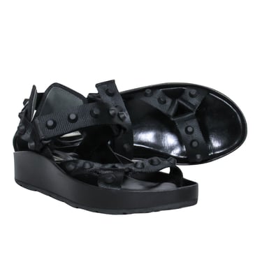 Balenciaga - Black Leather Strappy Platform Sandals w/ Studs Sz 8.5