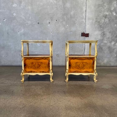 Pair of Vintage Burlwood Nightstands
