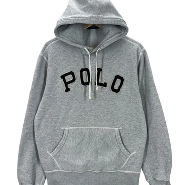 Polo Ralph Lauren Spell Out Gray Reverse Weave Hoodie Sweatshirt Medium