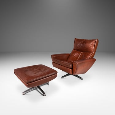 Danish Modern 'Fåtölj' Model 68 Lounge Chair & Ottoman in Leather by Georg Thams for A. S. Vejen, Denmark, c. 1960's 