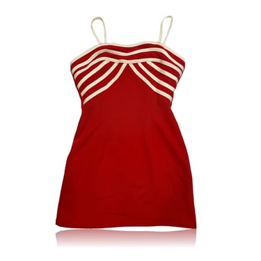 90s Vintage Red and White Bodycon Mini Dress // Size Medium 