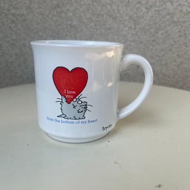 Vintage coffee mug I Love you cat heart humor by Recycled Paper Products Sandra Boynton 