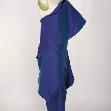 1980s Shamask Sharkskin Origami Gown