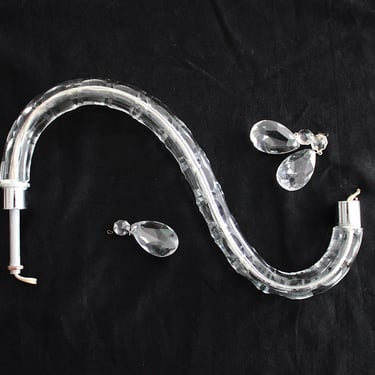 Vintage Crystal Cut Glass Chandelier Arm, Replacement Part 12