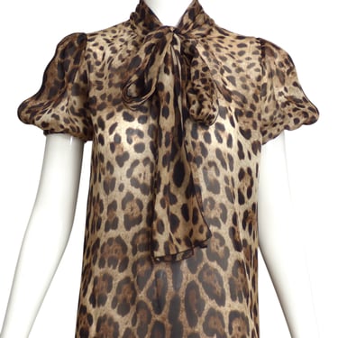 DOLCE & GABBANA- NWT Animal Print Organza Blouse, Size 4