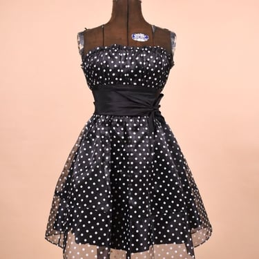 Black Polka Dot Party Dress By Betsey Johnson, XXS