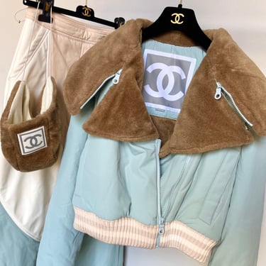 Chanel Baby Blue Cropped Winter Jacket