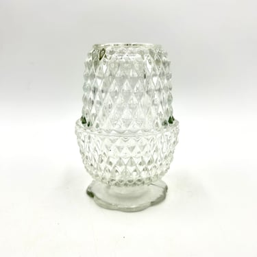 Indiana Glass Clear Diamond Point Fairy Lamp, Vintage Votive Candle or Tea Light Holder, Vintage Retro Glassware, Fairy Lamps 