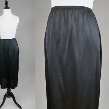 90s Long Skirt Slip - Black Half Skirt Slip - Nylon - Vassarette - Vintage 1990s - XL 