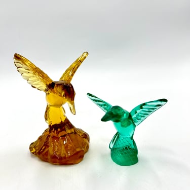 Fenton Amber Glass Hummingbird OR Murano Turquoise Green Glass Hummingbird, SOLD SEPARATELY, Bird Figurine, Glass Figurines 