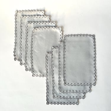 Vintage Gray Cocktail Napkins Set of 8 