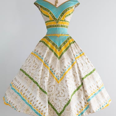 Sensational 1950's Alix of Miami Cotton Summer Sun Dress / Small