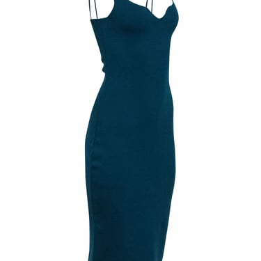 The Sei - Turquoise Ribbed Knit Midi Dress Sz M