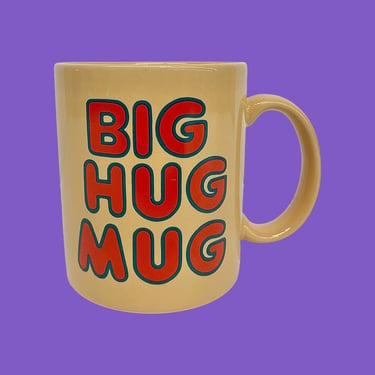 Vintage Big Hug Mug Retro 1980s Contemporary + The FTD Big Hug Bouquet + Ceramic + Beige + Red + Green + Kitchen + Coffee or Tea + Drinking 