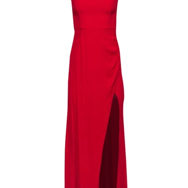 Reformation - Red Fitted Cap Sleeve Ruffled Strap Gown Sz 0