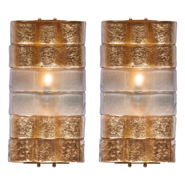 Murano Glass Curved Gold Sconces