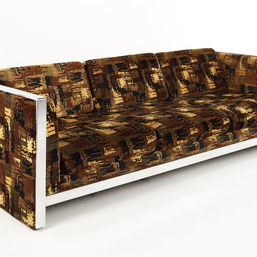 Selig Mid Century Chrome Upholstered Sofa - mcm 