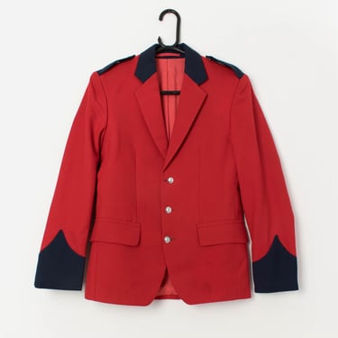 Vintage military style mess jacket in red and navy - Small 