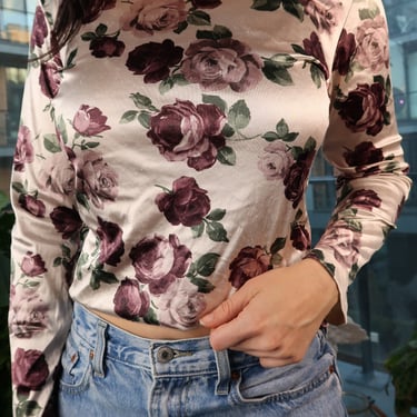 Vintage Silky Velour Roses Top