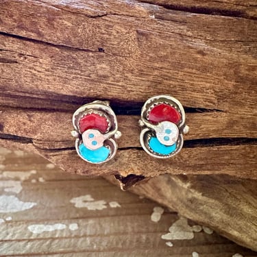 EFFIE CALAVAZA Zuni Handmade Sterling Silver, Turquoise and Coral Snake Earrings | Handcrafted Native American Jewelry | Southwestern 