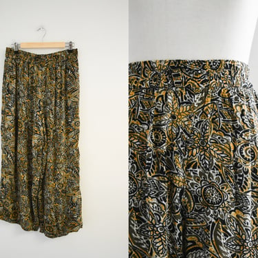 1980s/90s Printed Crinkle Rayon Pants 