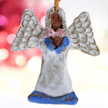 VINTAGE: 1999 - Signed Ceramic Angel Ornament - By Pat McTee - The Cookie Tree Collection - Handcrafted - SKU 00034556 