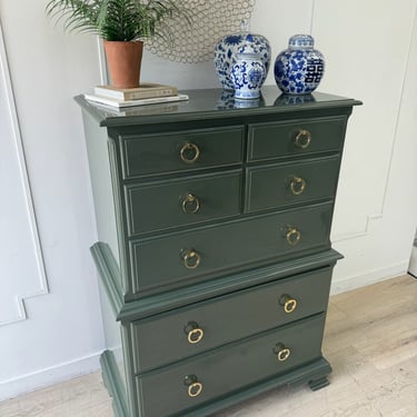 green lacquer dresser Campaign Dresser