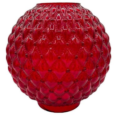 Modern Mediterranean Style Quilted Bubbles Ruby Red Glass Globe, 4