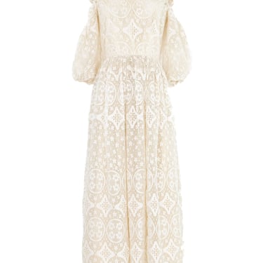 Victor Costa Off Shoulder Ivory Lace Gown