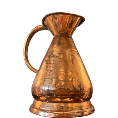 19th Century English Victorian Tavern Copper Half Gallon Ale Measure Antique Haystack Pitcher Vessel 