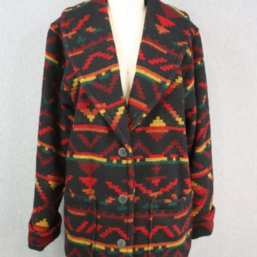 Woolrich - 1990s - Southwestern - Aztec - Western Wool Jacket - Marked size M 