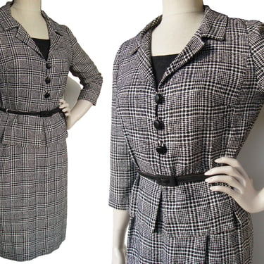 Plaid Vest+Vintage Dress 2pcs Set
