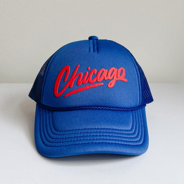 Toddler Chicago Script Trucker Hat in Royal