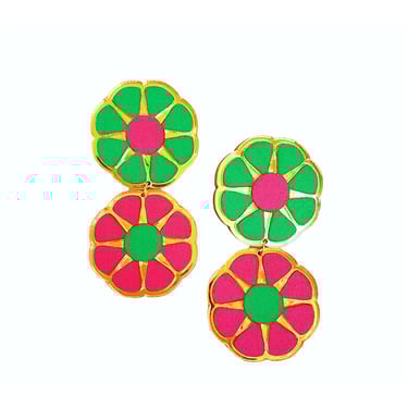 Sample Sale Green and Pink Color Block Earrings