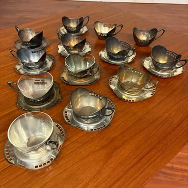 Argentor Vienna Silver Plate Cups and Saucers