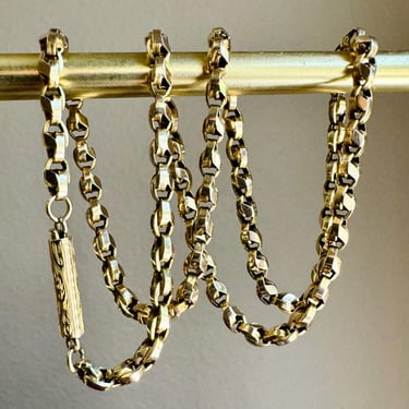 Antique Victorian 10K Gold Fancy Tulip Link Chain Necklace 3.8mm 19” 12.6g Rare 