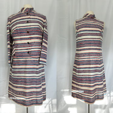 Leslie Fay Originals Stripe Dress Set 1960s 
