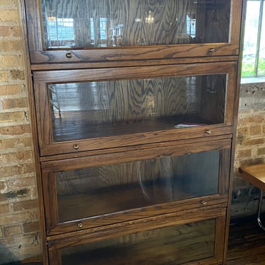 Wood Barrister Bookcase w Glass Doors