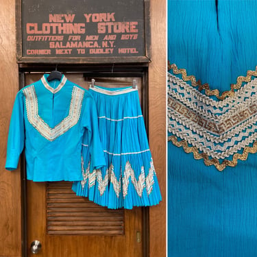 Vintage 1950’s Two Piece Southwest Style Patio Set, Southwestern Patio Set, Western Rockabilly Dress, Two Piece Set, Vintage Western Wear 