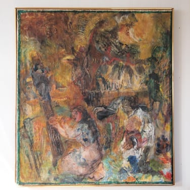 Original Vintage ALAN TOBIAS Abstract Expressionist PAINTING 53x47