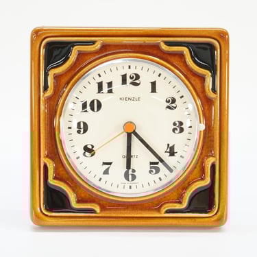Vintage Ceramic Wall Clock / Kienzle Quartz Clock / Kitchen Clock / Germany 70s Clock / Retro Wall Clock / Mid Century Modern Clock / Brown 