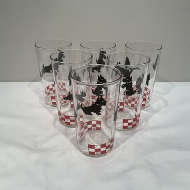 6 Scottie Dog Swanky Swig Hazel Atlas HighBall Glasses, MCM juice glasses, 1930s home decor, retro glassware, gifts for mom, retro kitchen 