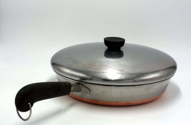 vintage revere ware 10" frying pan/1978/copper clad bottom 