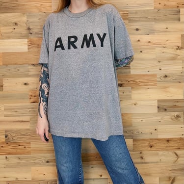 80's Army Heather Grey Military Issued Vintage Tee Shirt 