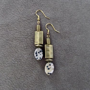 Dalmatian jasper and bronze earrings 2 