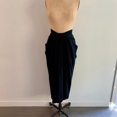 Iconic vintage 1989s Donna Karan New York drape front wool crepe skirt-size 10 