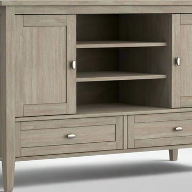 Solid Distressed Grey Wood 47&quot; Shaker TV Media Stand for TVs up to 50&quot; FFW258-596